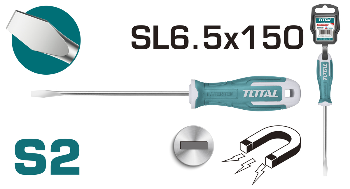 پیچ گوشتی دو سو 150*6.5 میلیمتر توتال