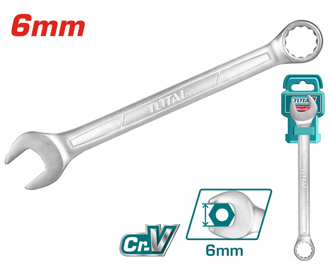 آچار یکسر تخت و یکسر رینگی سایز 6 توتال مدل TCSPA061