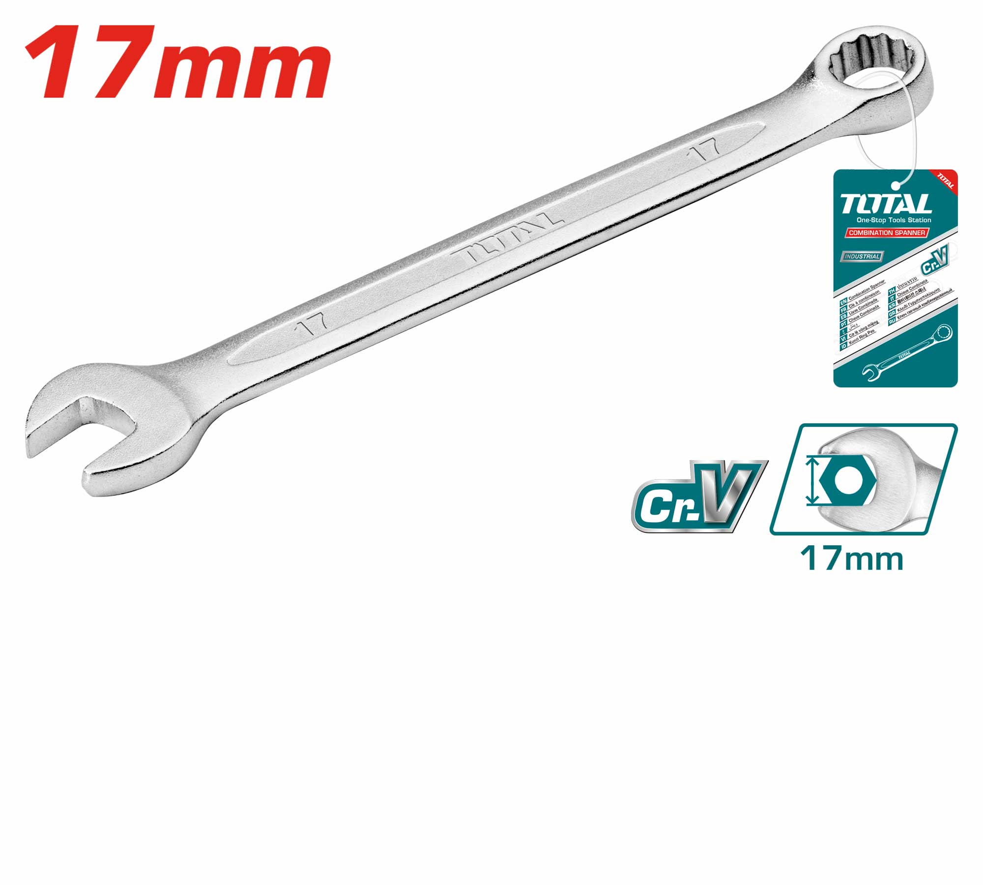 آچار یکسر تخت و یکسر رینگی سایز 17 توتال مدل TCSPA171