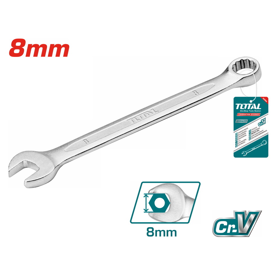 آچار یکسر تخت و یکسر رینگی سایز 8 توتال مدل TCSPA081