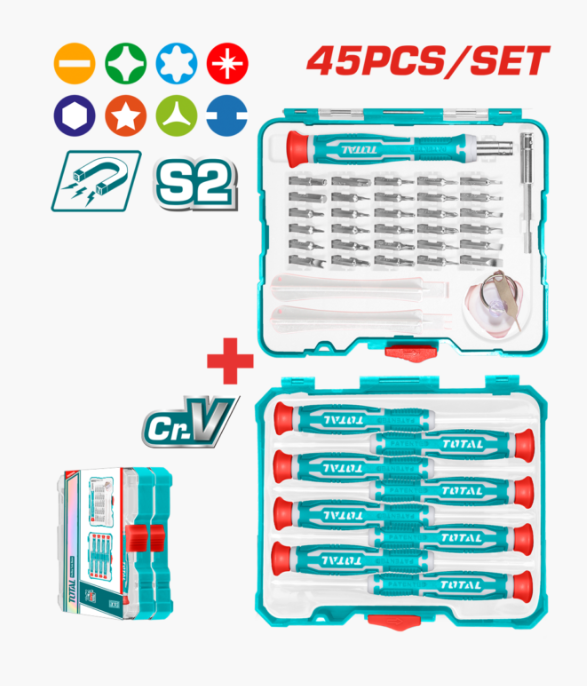 پکیج پیچ گوشتی ساعتی 45 پارچه توتال مدل TACSD30456