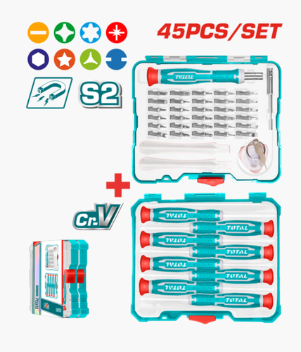 پکیج پیچ گوشتی ساعتی 45 پارچه توتال مدل TACSD30456