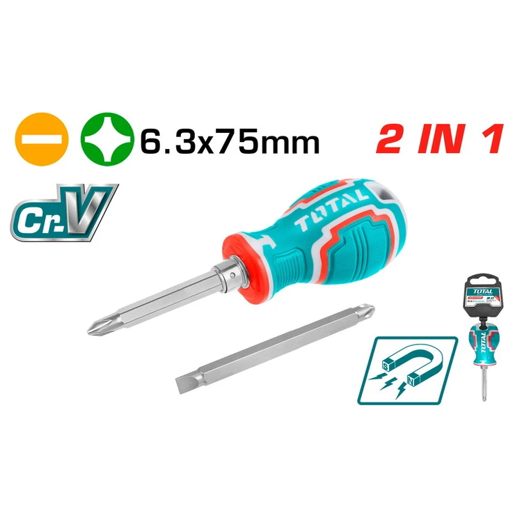 پیچ گوشتی توتال دو سر 75 میلیمتر مدل THT250216