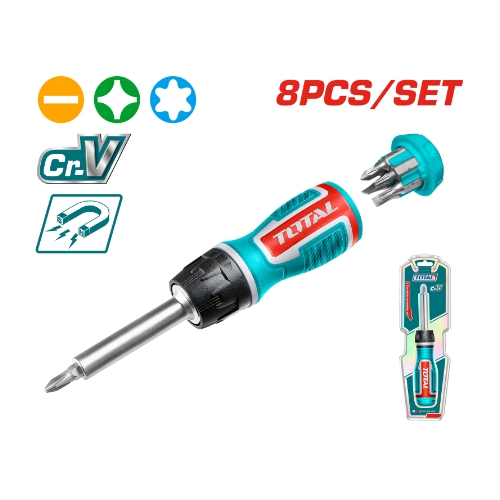 پیچ گوشتی جغجغه توتال 8 پارچه مدل TACSD30086